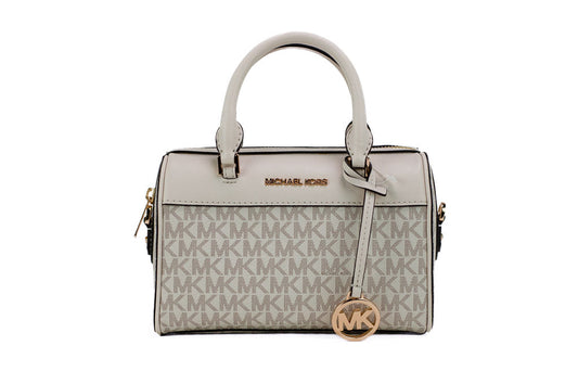 Bolso Bandolera Michael Kors Travel XS de PVC con Firma en Crema Claro y Estilo Duffle